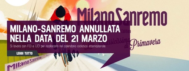 Coronavirus, annullata la Milano - Sanremo