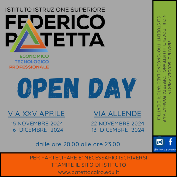 Open day all'istituto Patetta