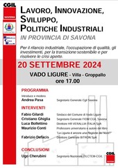 Lavoro, innovazione, sviluppo, politiche industriali in provincia di Savona