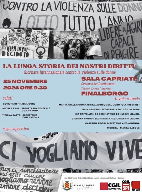 Violenza sulle donne, a Finalborgo l'iniziativa della Cgil