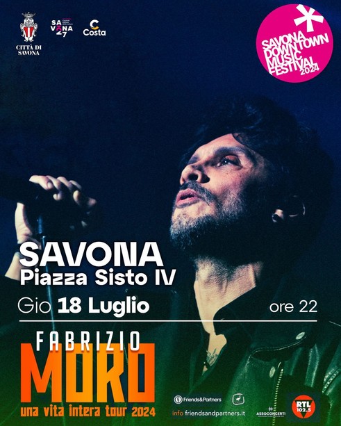 Una vita intera: Fabrizio Moro a Savona giovedì 18 luglio